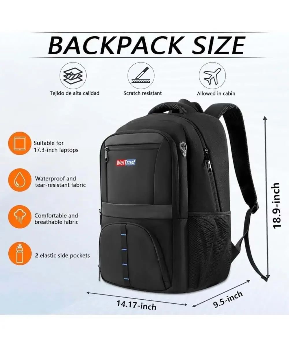 WeiTrust 17.3-Inch Laptop Backpack, Water-Resistant Multi-Layer Travel and Busin